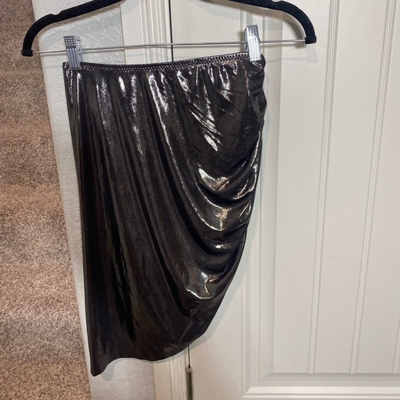 Norma Kamali Side Drape Mini Skirt in gun metal - Picture 8 of 13